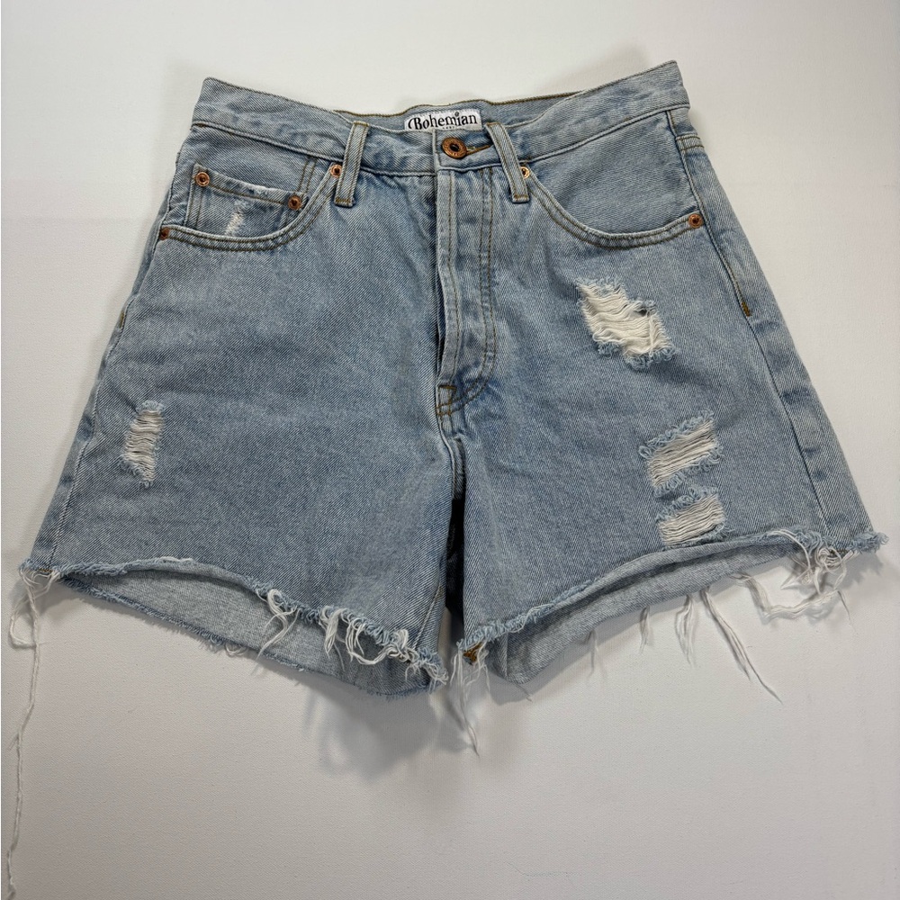 Bohemian Traders Light Blue Distressed Denim Cutoff Shorts